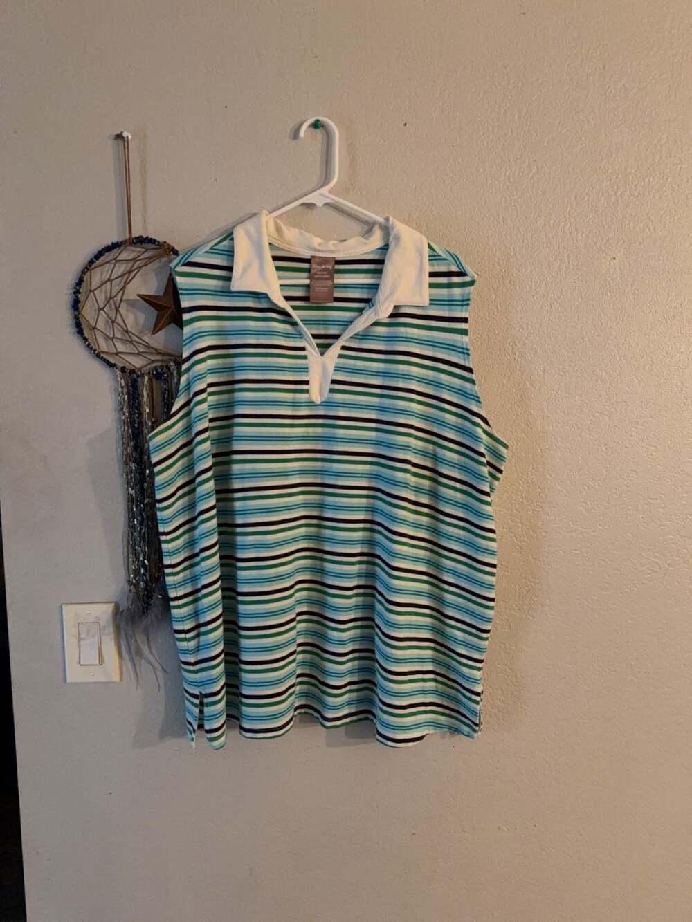 White Stag Sleeveless Striped Collar Sweater Size 3X